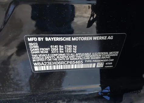 2024 BMW 740I from USA, damaged, VIN WBA23EH06RCP65465